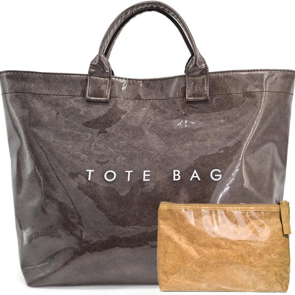 PVC Tote Bag Women Large Kraft Paper Design Lightweight Multi-Occasion - Picture 1 of 7